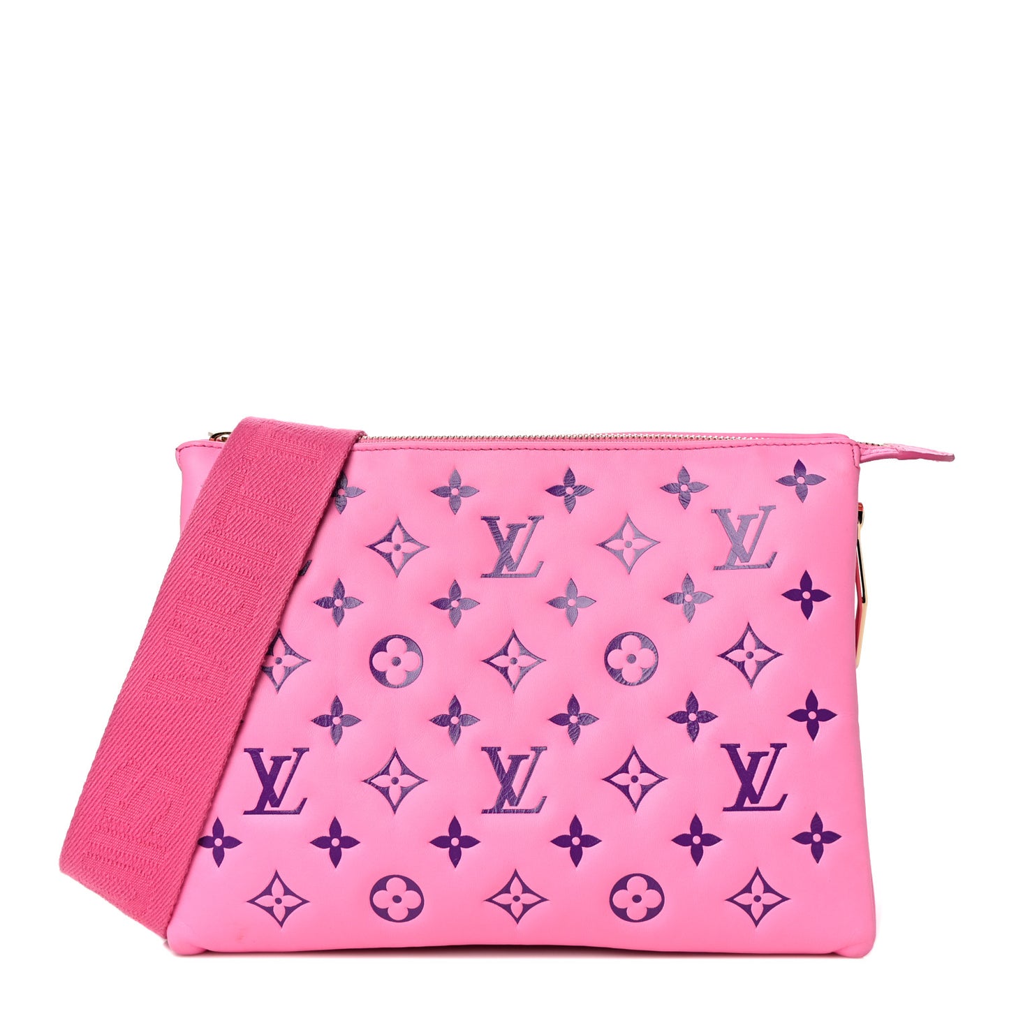 Lambskin Embossed Monogram Vuittamins Coussin PM Rose Violet