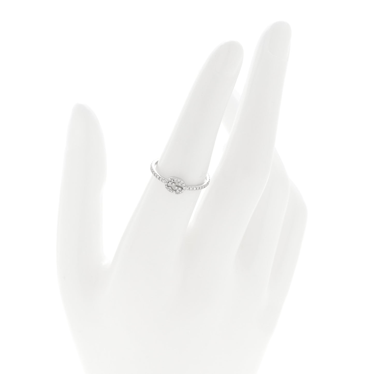 18K White Gold Diamond Interlocking G Ring 53 6.25