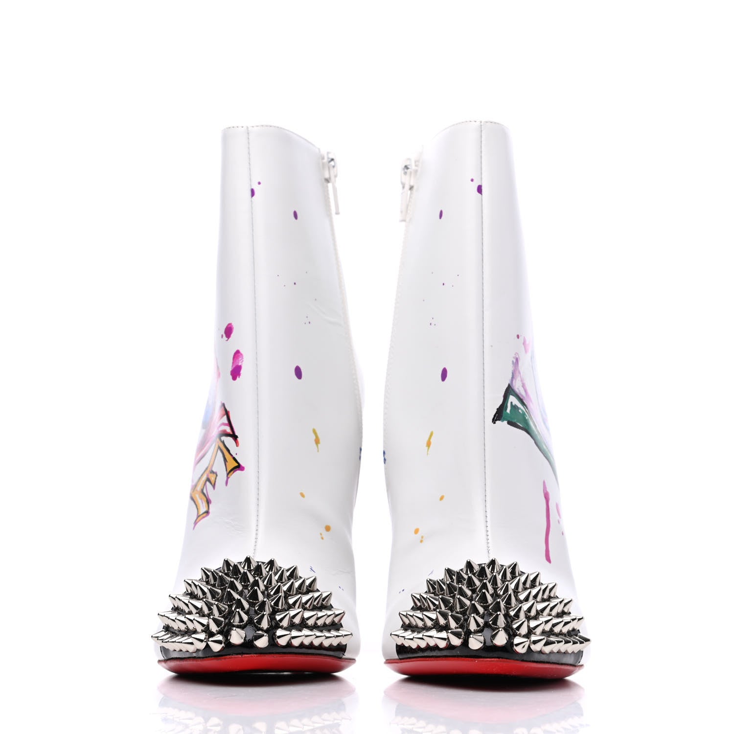 Christian Louboutin Calfskin Patent Love Is A Boot 100 Booties 38 White 2 of 12