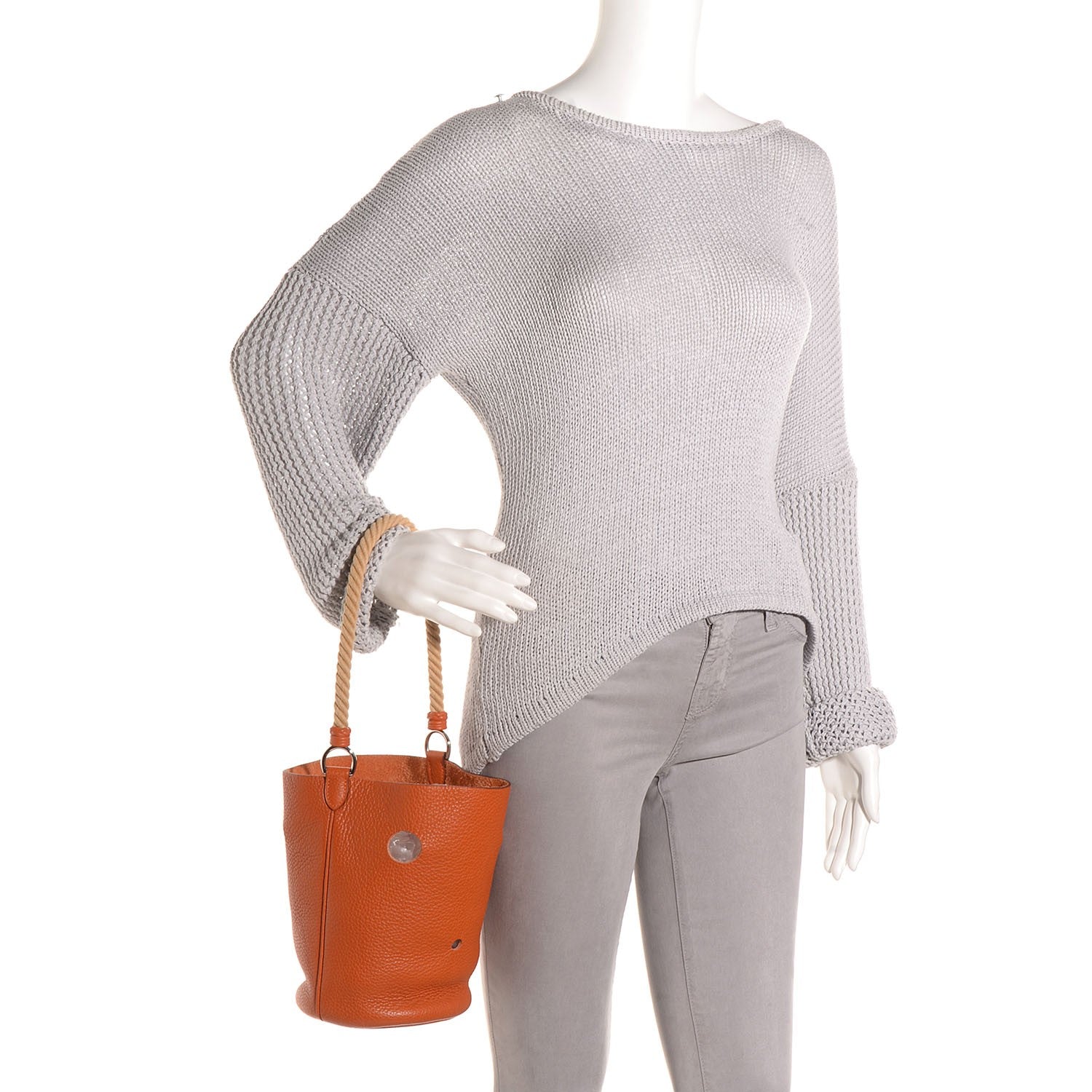 Hermes Taurillon Clemence Mangeoire Rope Bag Potiron 2 of 9