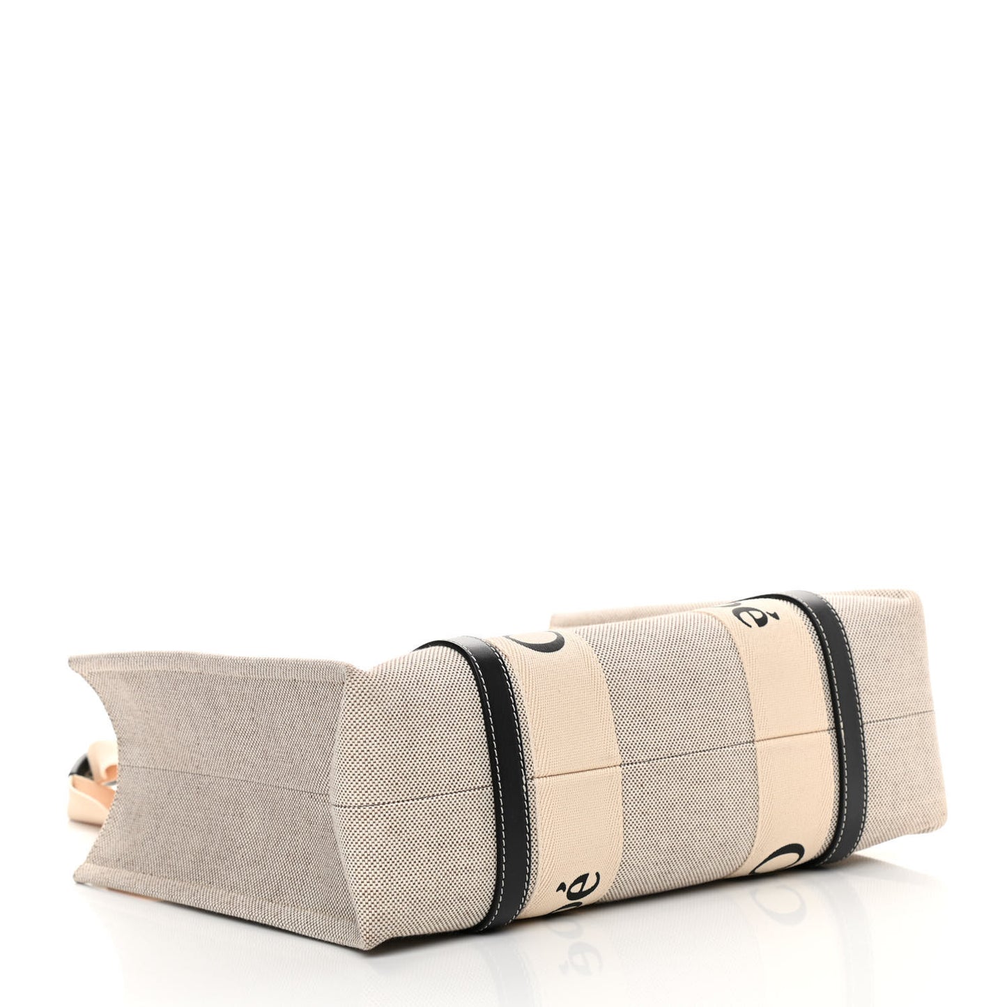 Cotton Calfskin Medium Woody Ribbon Tote White Black