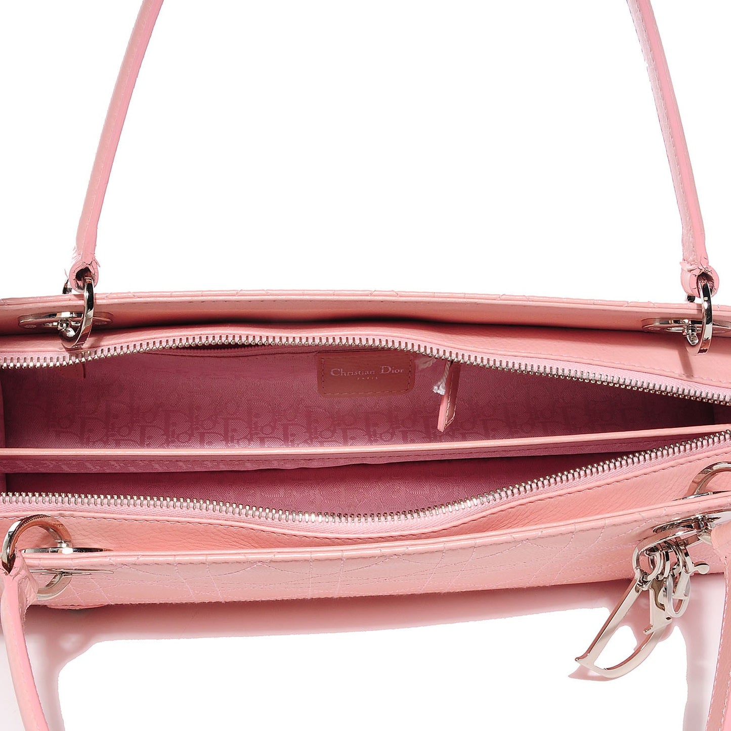 Calfskin Cannage Studded East West Lady Dior Rose Clair