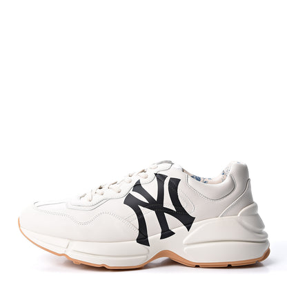 Gucci X MLB Calfskin NY Yankees Mens Rhyton Sneakers 9.5 Mystic White 1 of 10