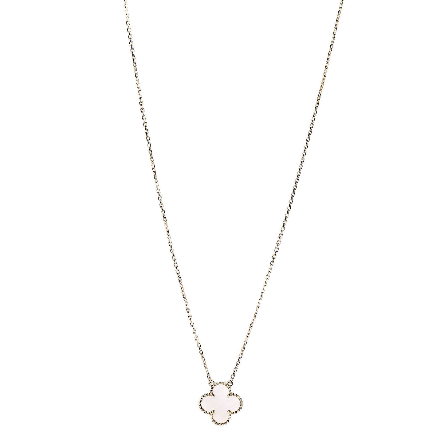 18K Yellow Gold Mother of Pearl Vintage Alhambra Pendant Necklace