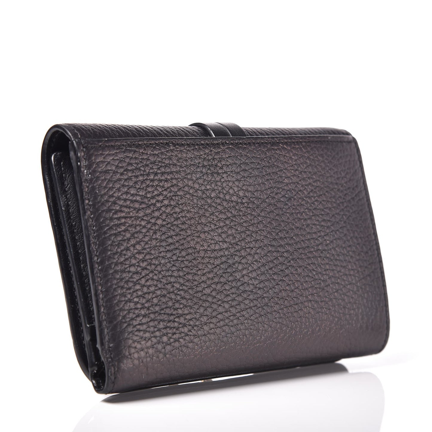 Grained Calfskin Alphabet Compact Wallet Black