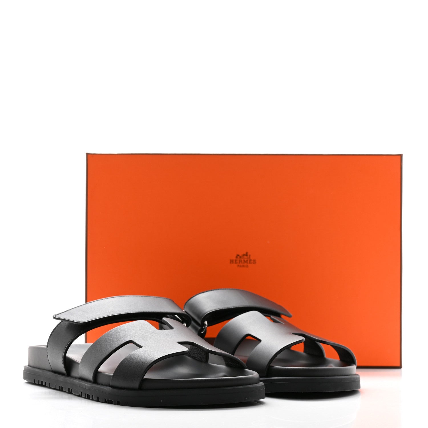 Hermes Calfskin Womens Chypre Sandals 38.5 Black 12 of 12