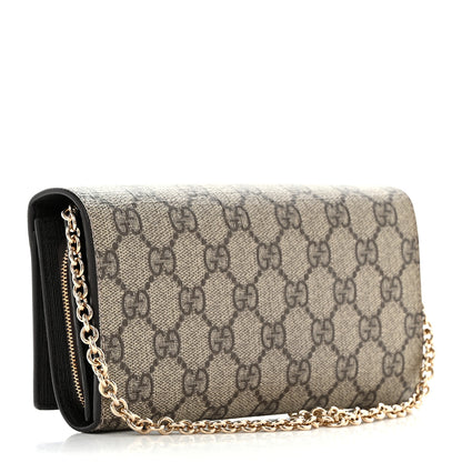 Gucci GG Supreme Monogram GG Pierce Chain Clutch Wallet Beige Ebony Black 2 of 10
