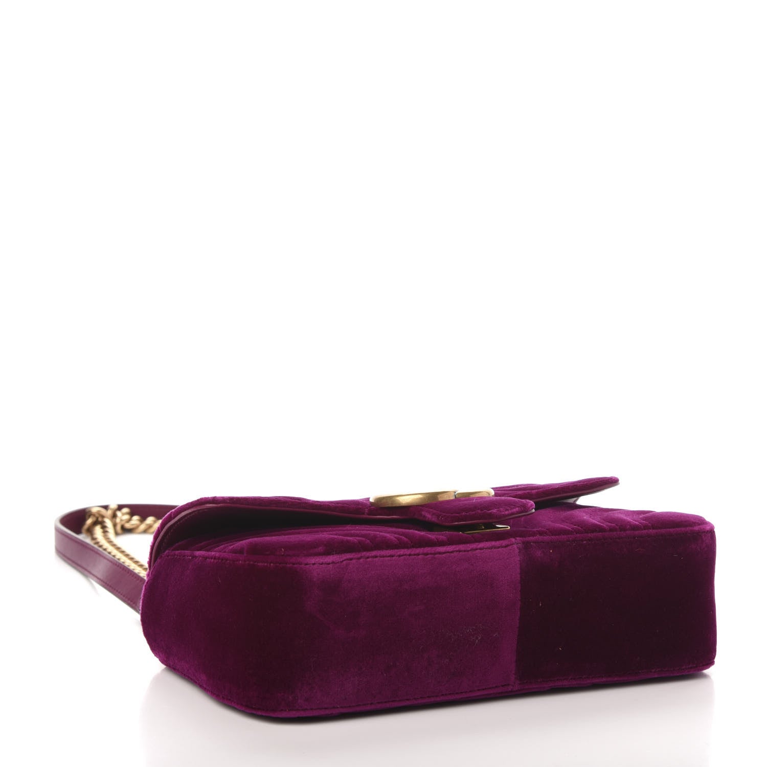 Gucci Velvet Matelasse Mini GG Marmont Shoulder Bag Fuchsia Violet Cyclamen 4 of 11