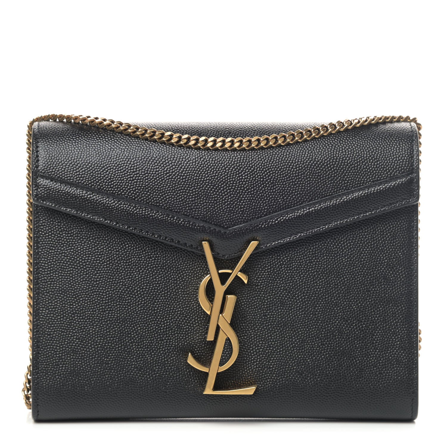 Saint Laurent Grain De Poudre Monogram Cassandra Chain Wallet Black 1 of 4