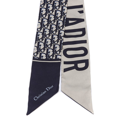 Christian Dior Silk Oblique Mitzah Scarf Blue 2 of 3