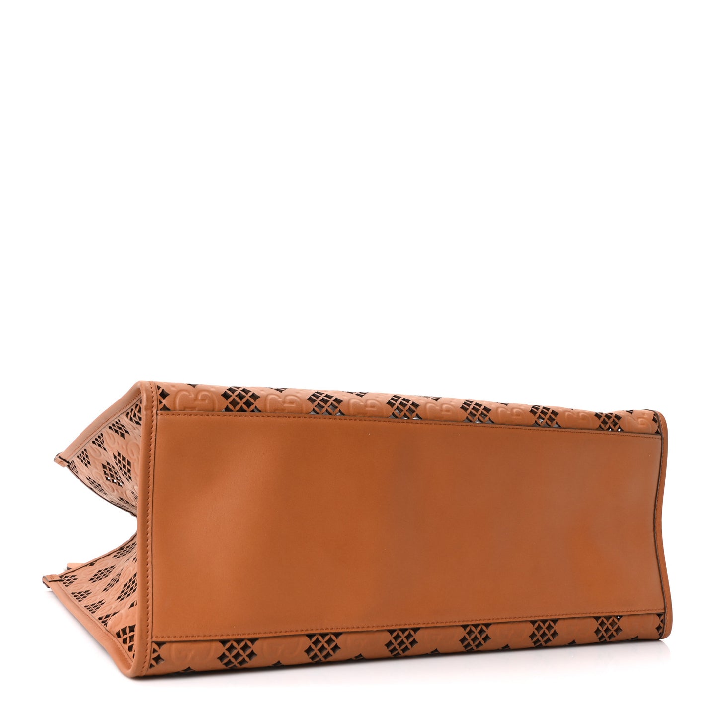 Calfskin GG Monogram Diamond Cut Medium Ophidia Tote Bag Brown