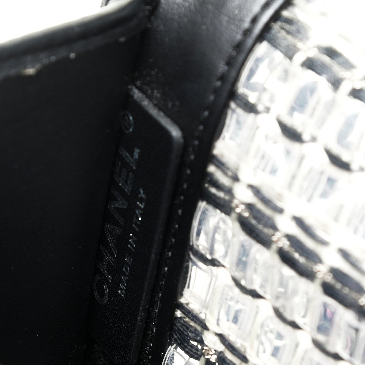 Lambskin PVC Thread Woven Small Boy Flap Black