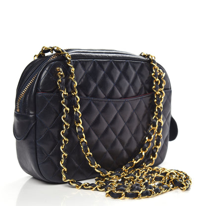 Chanel Lambskin Quilted Camera Case Navy Blue 3 of 13