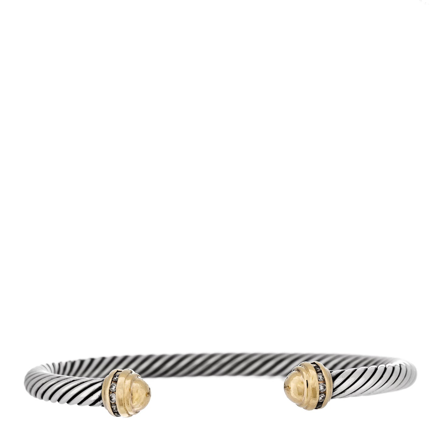 Sterling Silver 18K Yellow Gold Diamond 5mm Cable Classics Bracelet