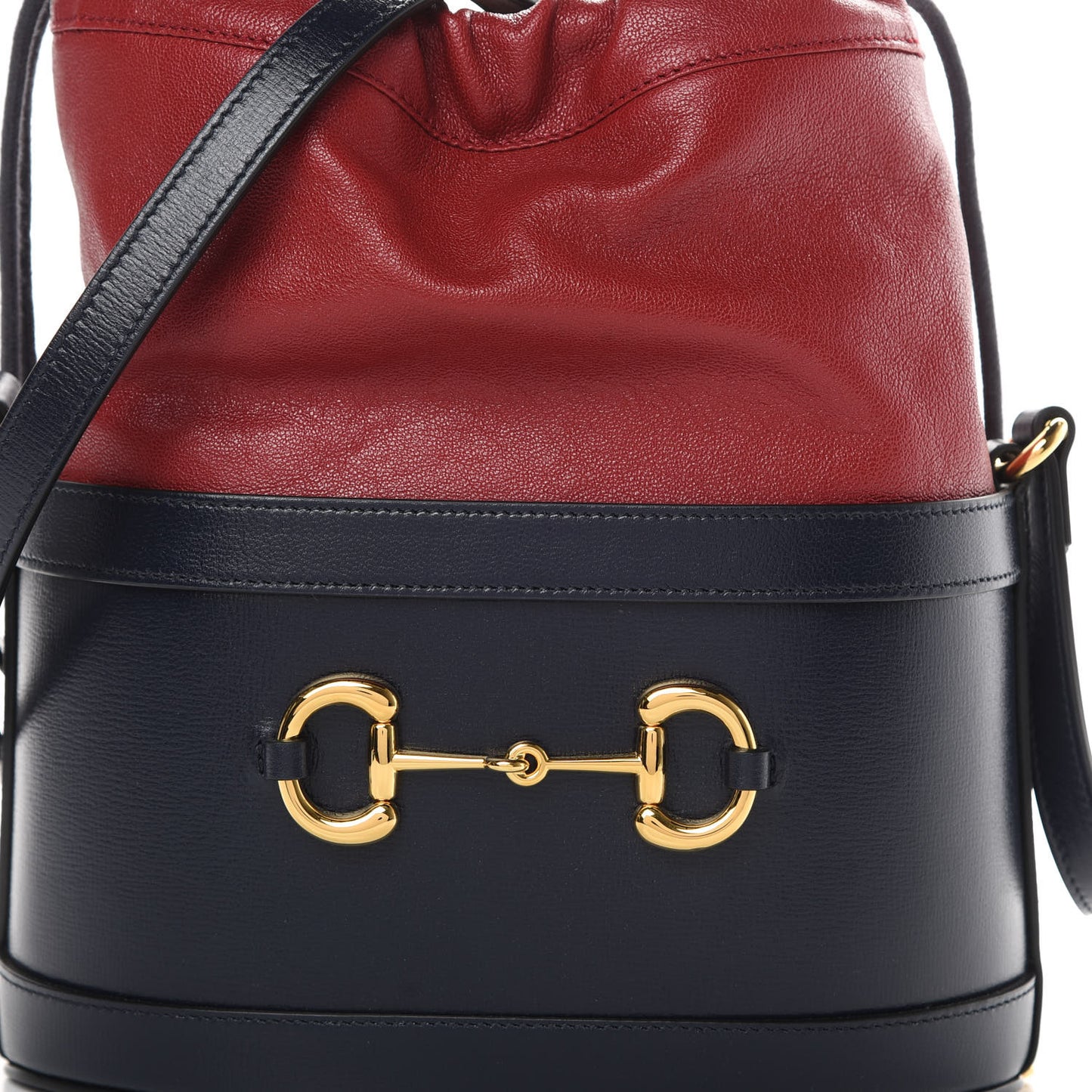 Azalea Sakai Be Green Calfskin Horsebit 1955 Drawstring Bucket Bag Blue New Cherry Red