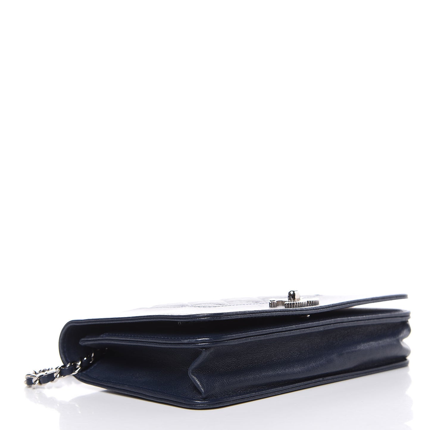 Sheepskin Quilted Mademoiselle Vintage Wallet On Chain WOC Blue