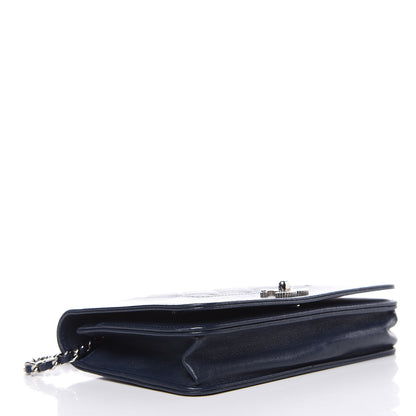 Chanel Sheepskin Quilted Mademoiselle Vintage Wallet On Chain WOC Blue 4 of 19
