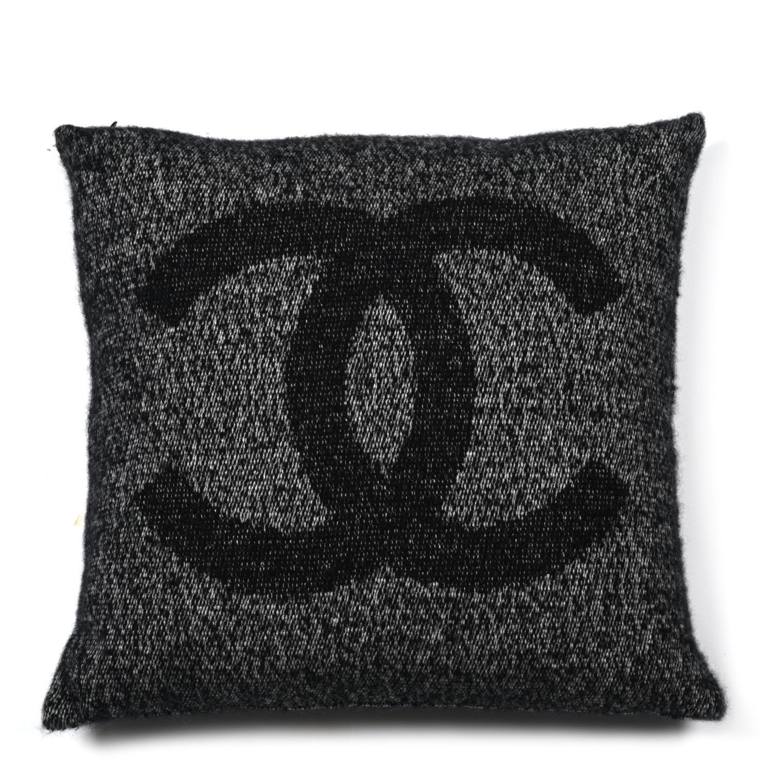 Chanel Cashmere Silk CC Pillow Black White 1 of 5