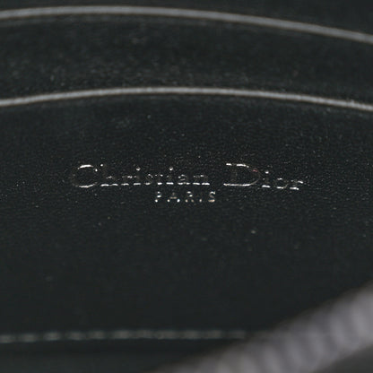 Christian Dior Calfskin Macrocannage Diamond Caro Zipped Pouch With Chain Black 6 of 14