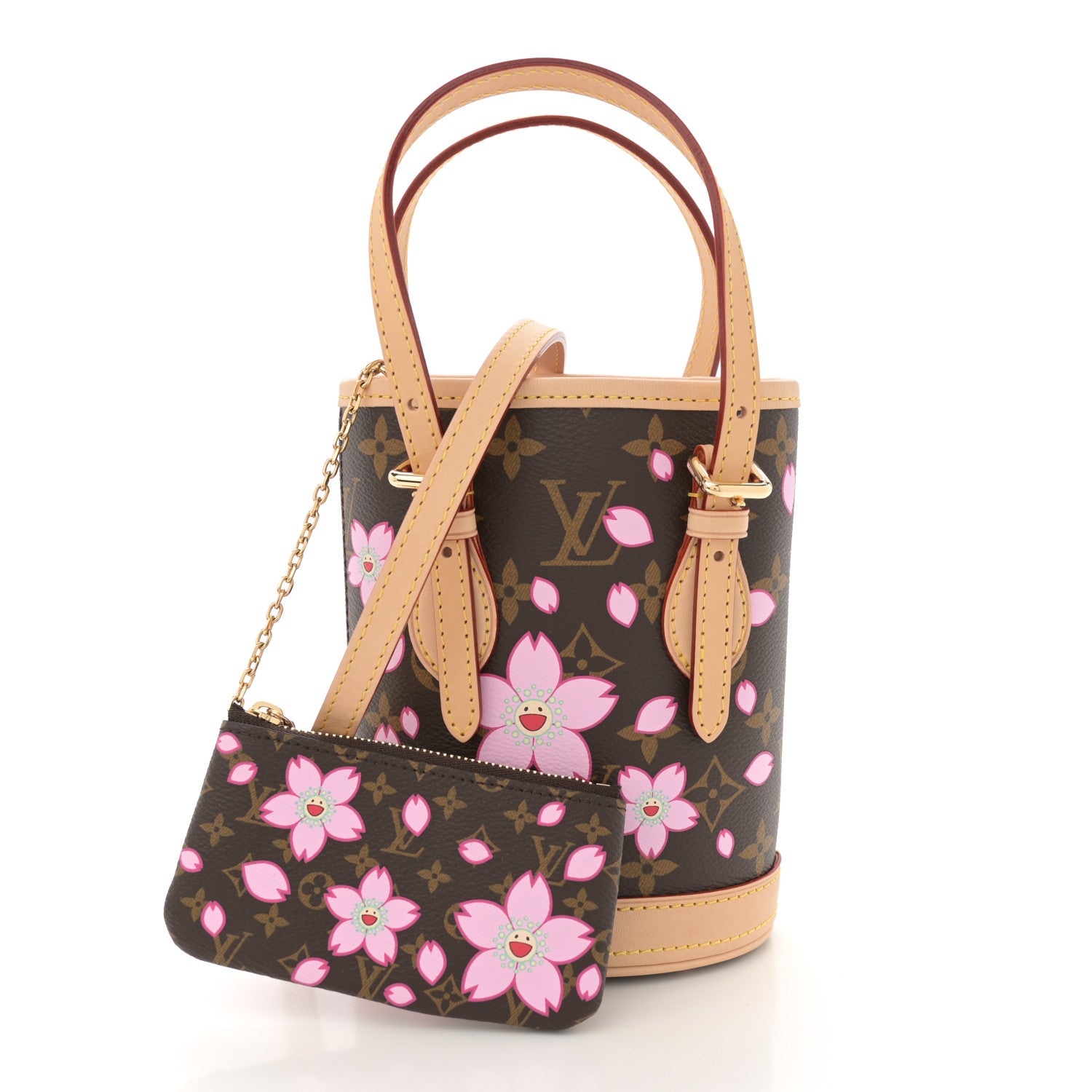 Louis Vuitton LV X TM Monogram Cherry Blossom Nano Bucket Sakura Brown 3 of 10