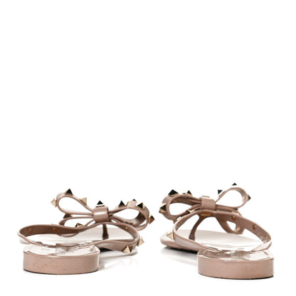Valentino Garavani PVC Jelly Rockstud Bow Thong Sandals 38 Poudre 6 of 10