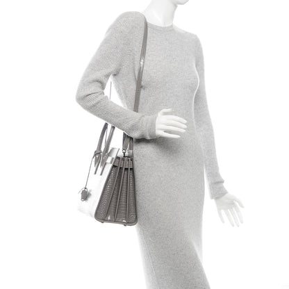 Saint Laurent Calfskin Crocodile Embossed Small Sac De Jour Fog 2 of 7