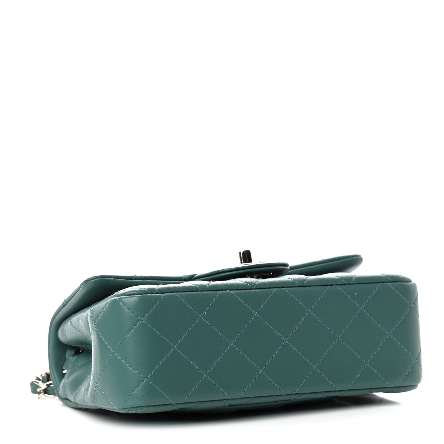 Lambskin Quilted Mini Rectangular Flap Green