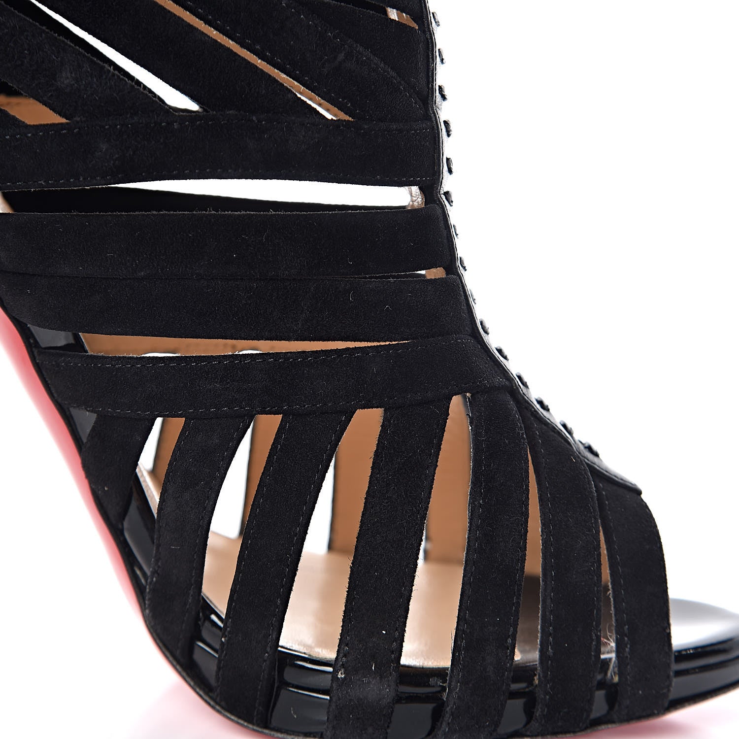 Christian Louboutin Suede Calfskin Patent Karina 120 Booties 39.5 Black 11 of 14