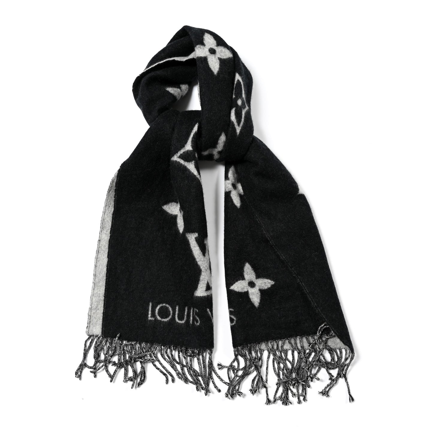 Cashmere Monogram Reykjavik Scarf Black