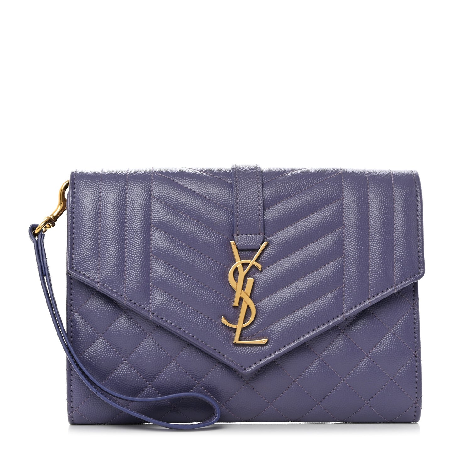 Grain De Poudre Textured Mixed Matelasse Triquilt Monogram Clutch Dark Wisteria