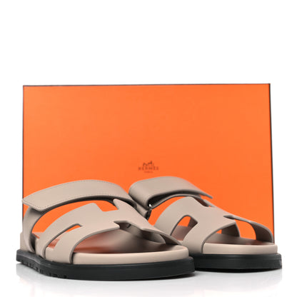 Hermes Calfskin Womens Chypre Sandals 37 Beige Mastic 9 of 9