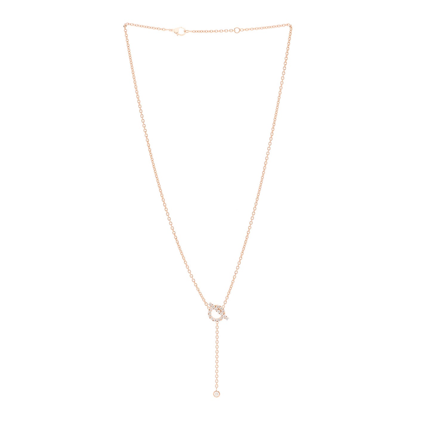 18K Rose Gold Diamond Finesse Lariat Necklace