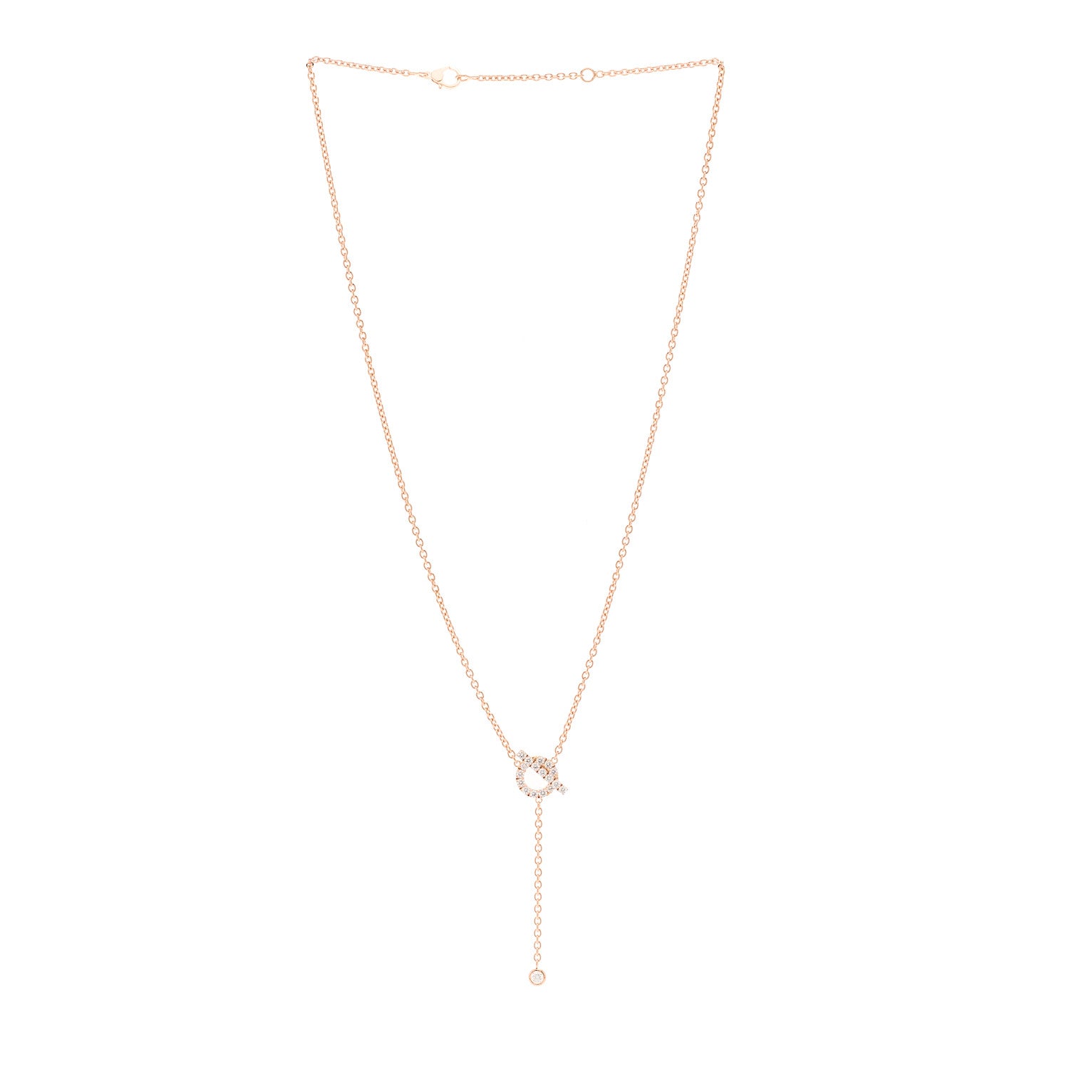 Hermes 18K Rose Gold Diamond Finesse Lariat Necklace 3 of 6