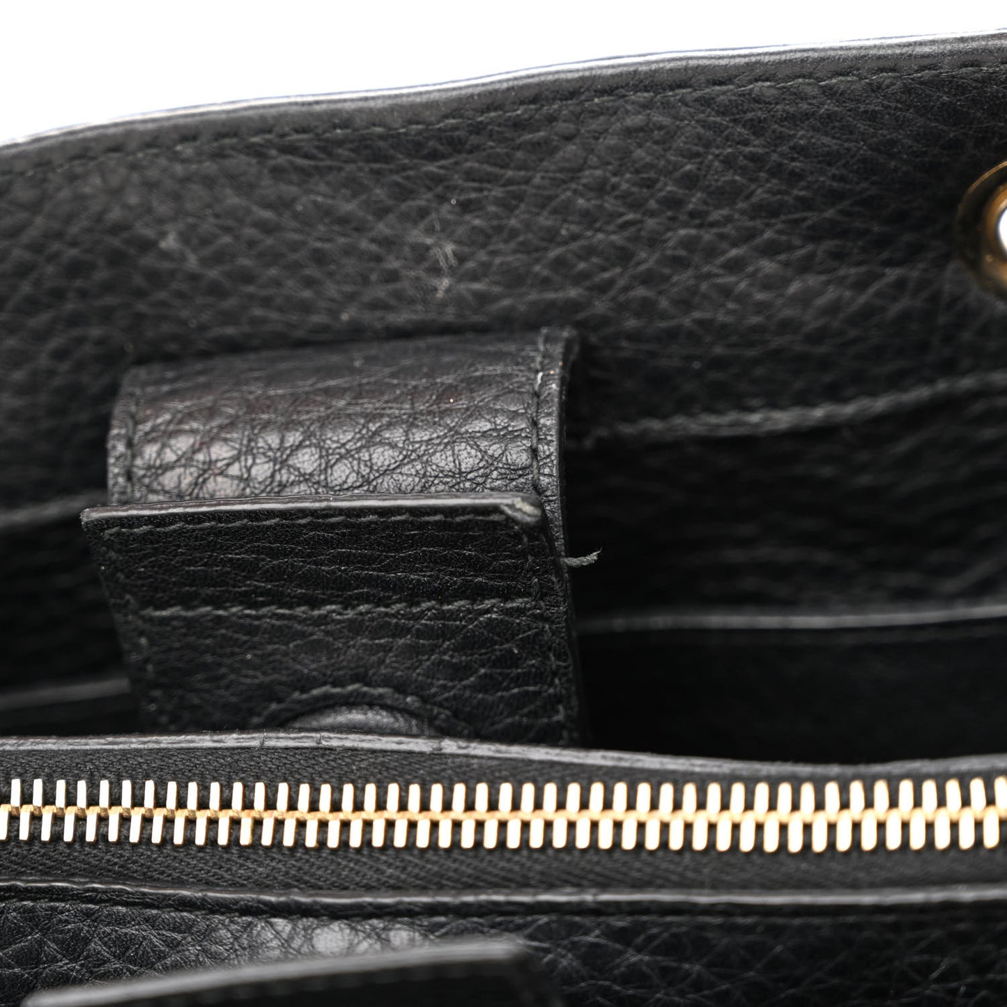 Pebbled Calfskin Medium Bamboo Shopper Tote Black