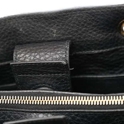 Gucci Pebbled Calfskin Medium Bamboo Shopper Tote Black 10 of 20