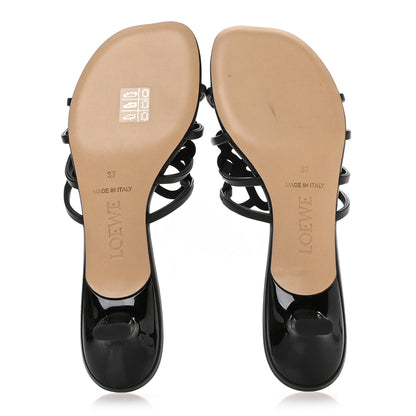 Loewe Calfskin Petal Anagram Caged Mule 45mm Sandals 37 Black 6 of 8