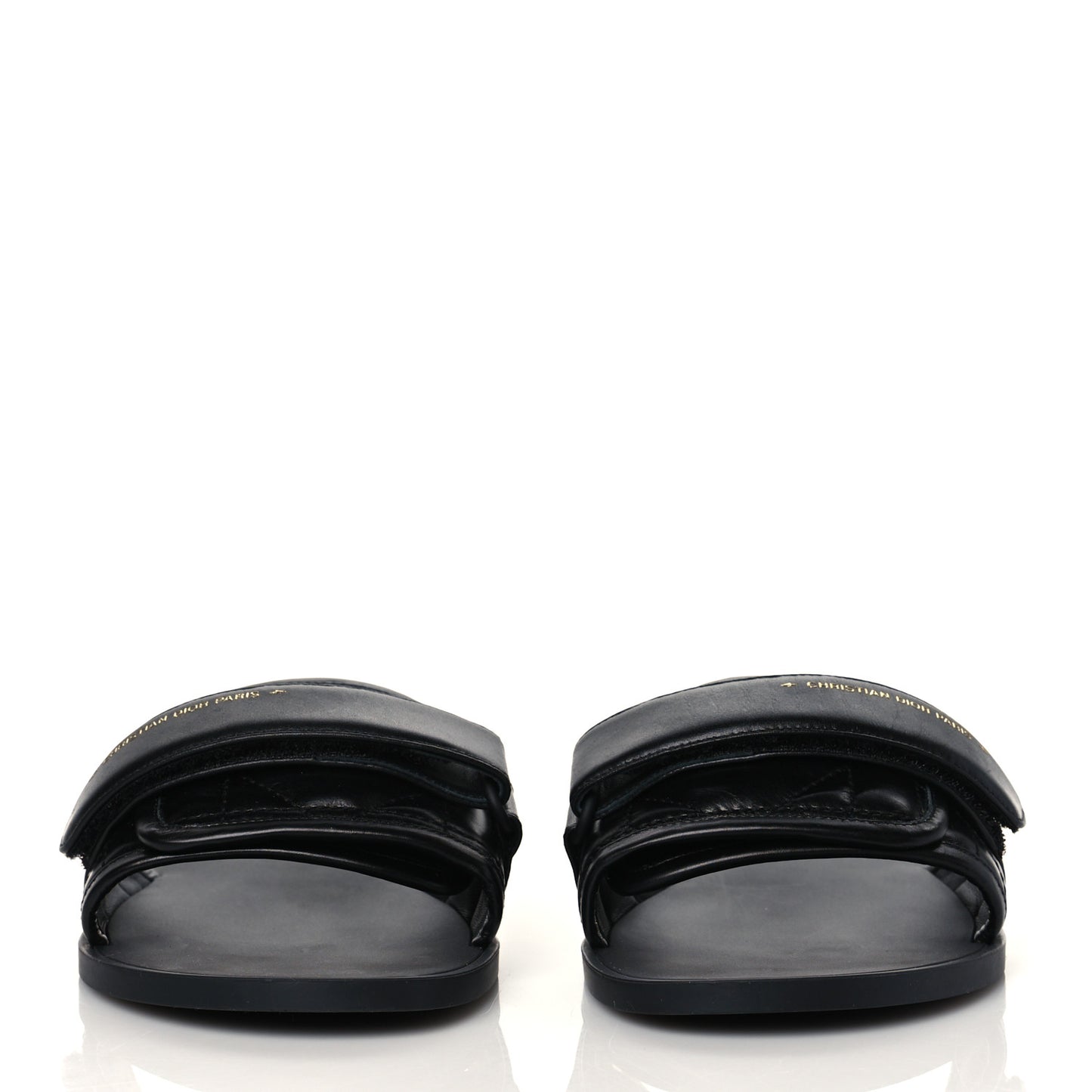 Calfskin Cannage Dio(r)evolution Slide Sandals 39 Black