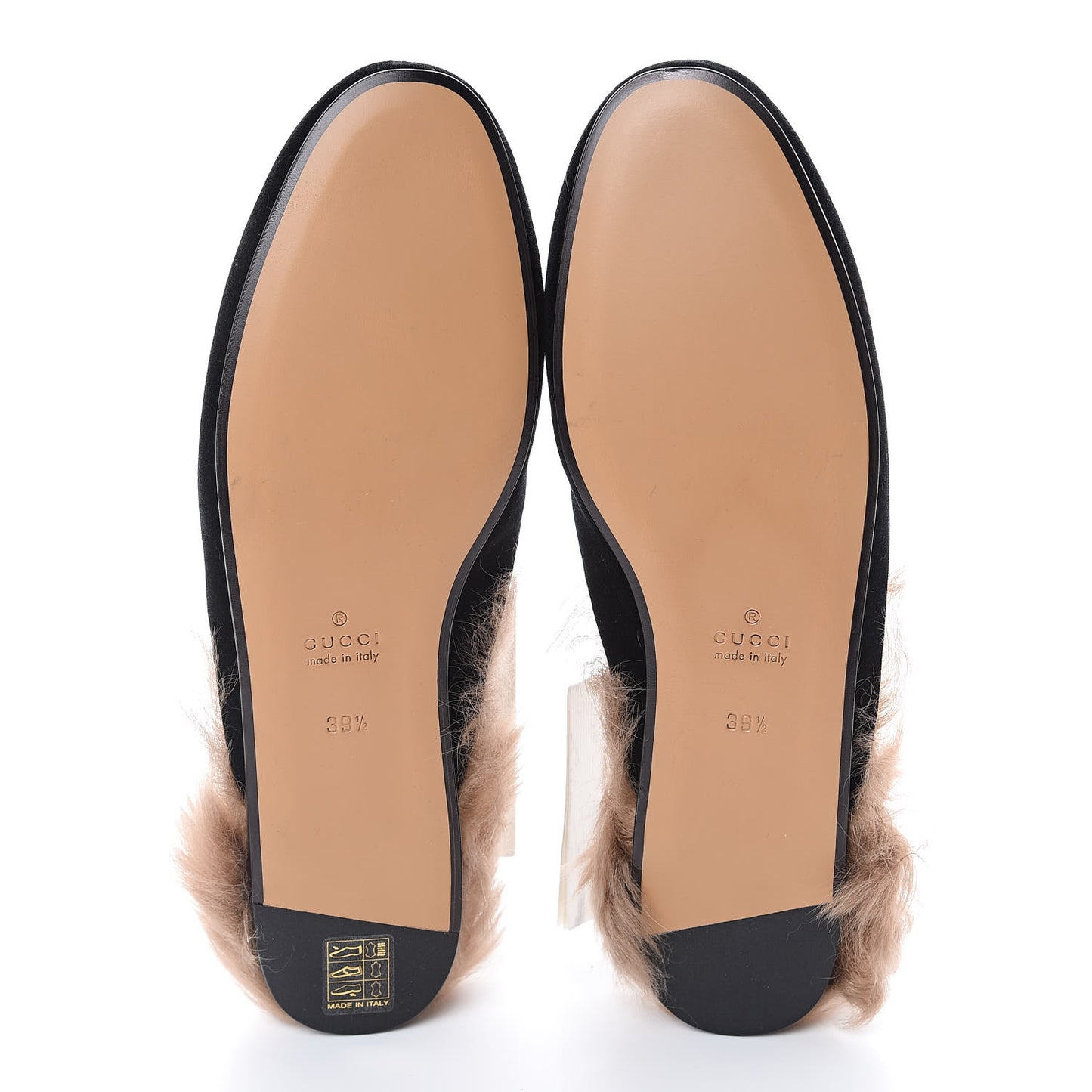 Velvet Fur Womens Princetown Slippers 39.5 Black