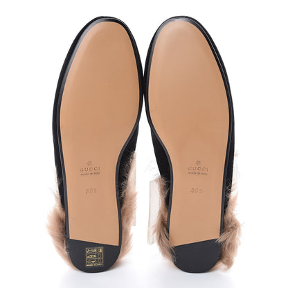 Gucci Velvet Fur Womens Princetown Slippers 39.5 Black 8 of 9