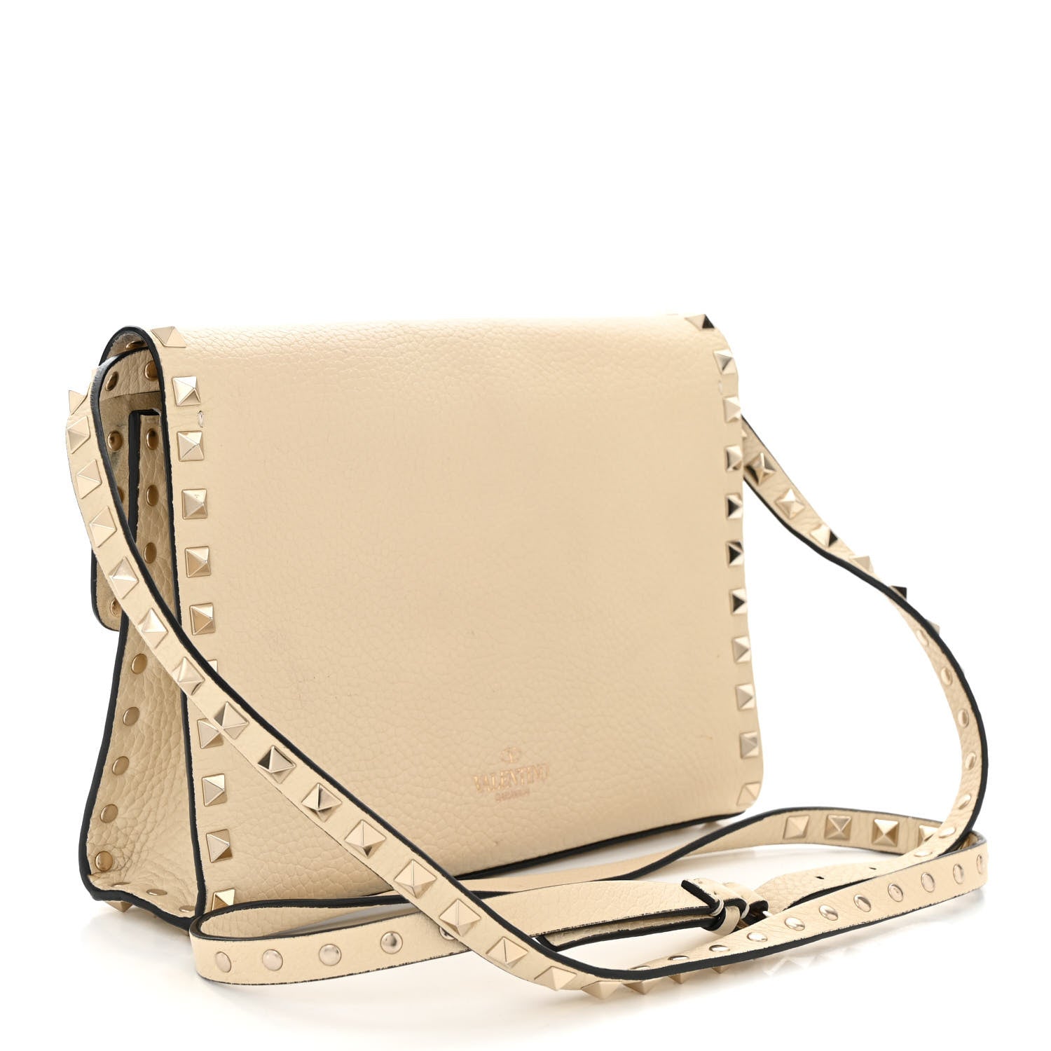 Valentino Garavani Pebbled Calfskin Medium Rockstud Flip Lock Crossbody Bag Light Ivory 3 of 14