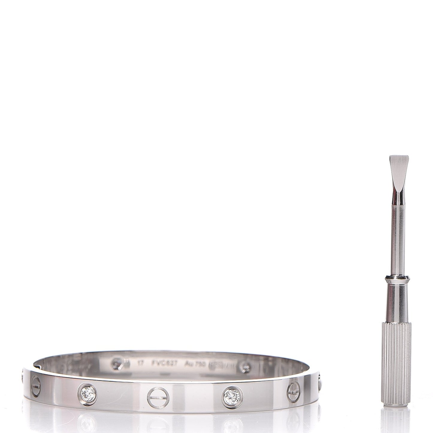 18K White Gold 4 Diamond LOVE Bracelet 17