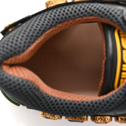 Gucci X SEGA Mesh Suede Calfskin Removable Crystals Mens Flashtrek Sneakers 12 Loess Black Olive Green 8 of 10