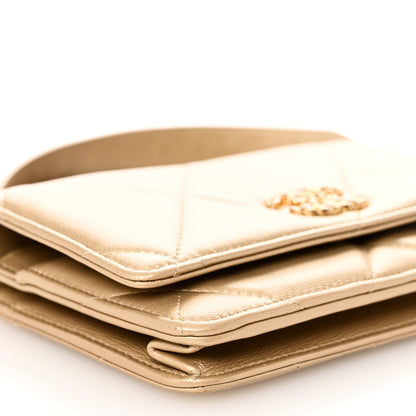 Chanel Metallic Goatskin Quilted Chanel 19 Wallet On Chain WOC Gold 10 of 14
