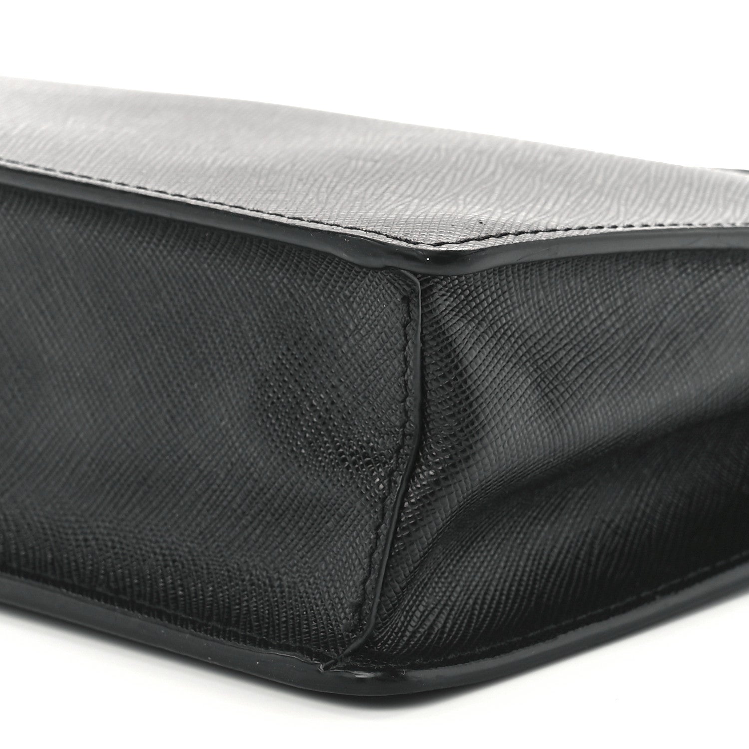 Prada Saffiano Travel Metal Triangle Logo Slip Handle Wristlet Pouch Black 12 of 12