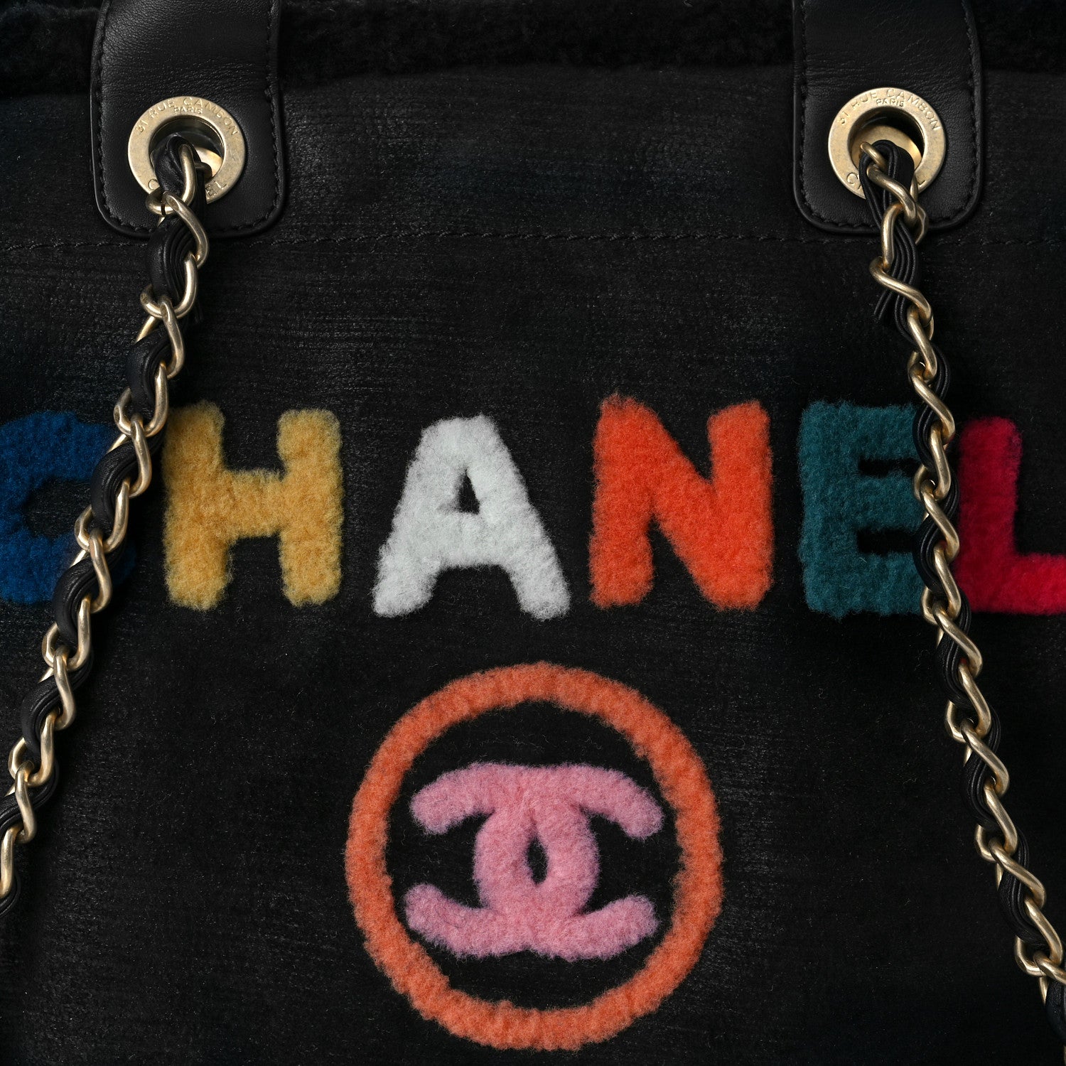 Chanel Shearling Large Deauville Tote Black 8 of 10