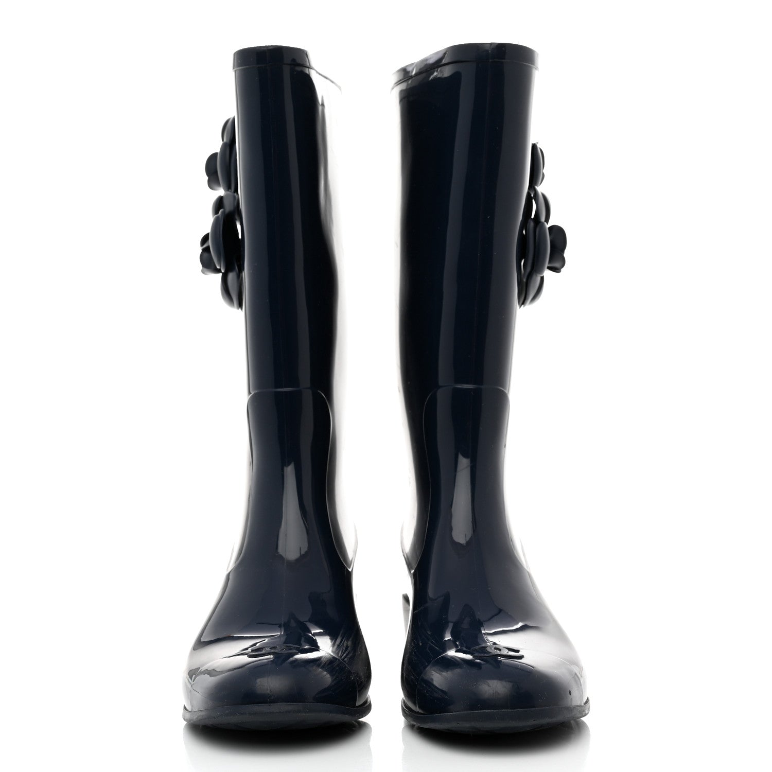 Chanel Rubber Camellia Rain Boots 41 Dark Blue 2 of 7