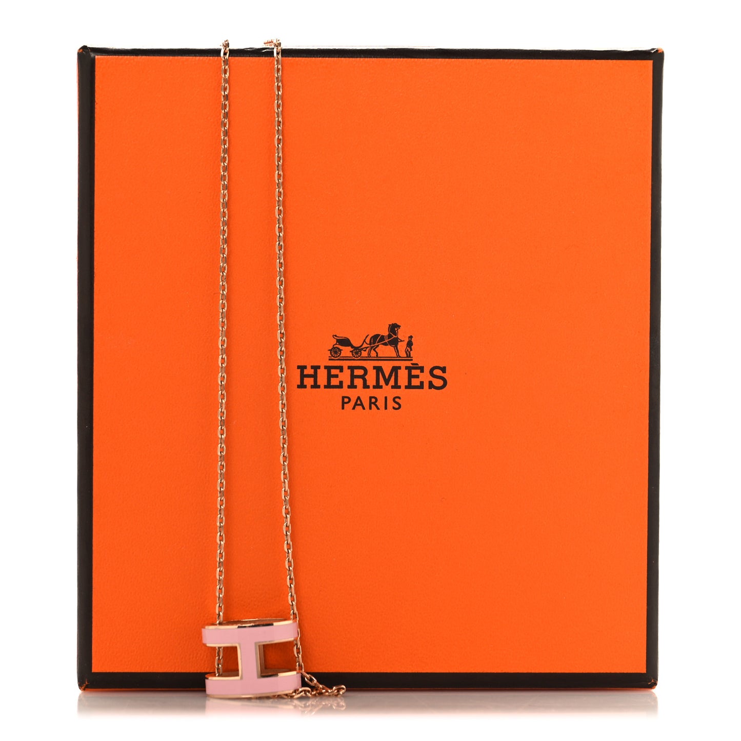Lacquered Gold Pop H Pendant Necklace Rose Dragee