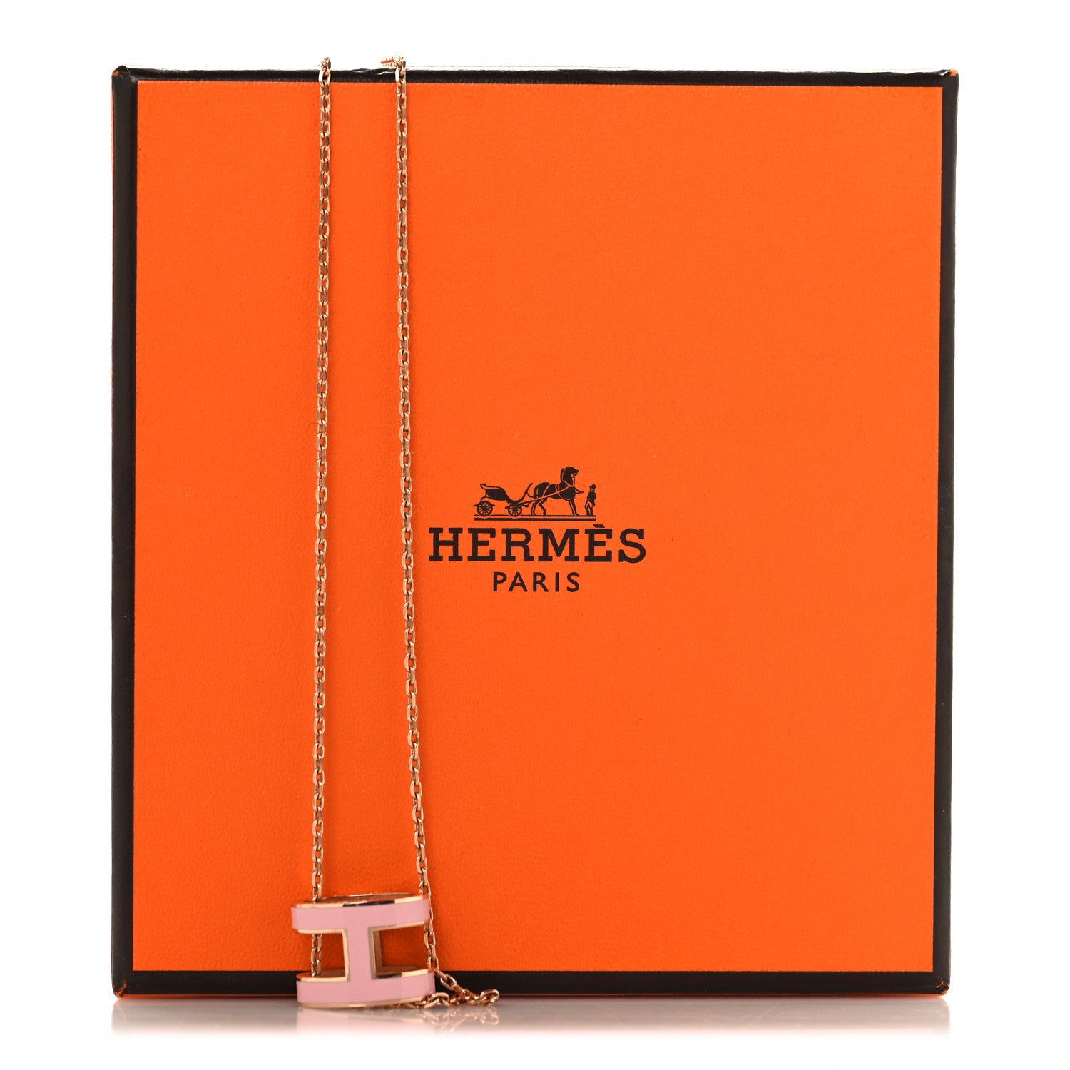 Hermes Lacquered Gold Pop H Pendant Necklace Rose Dragee 6 of 6