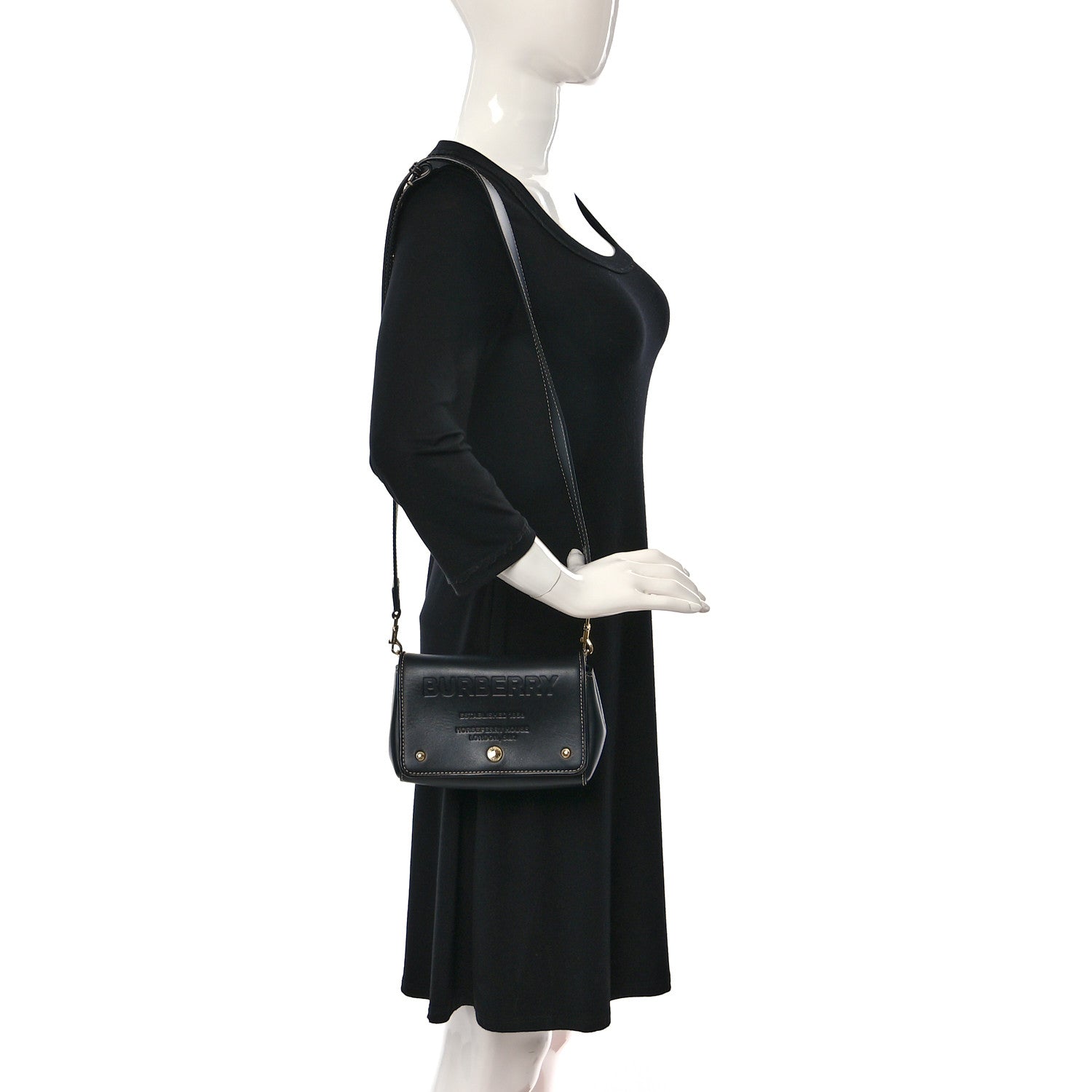 Burberry Calfskin Horseferry Print Small Crossbody Bag Black 2 of 9