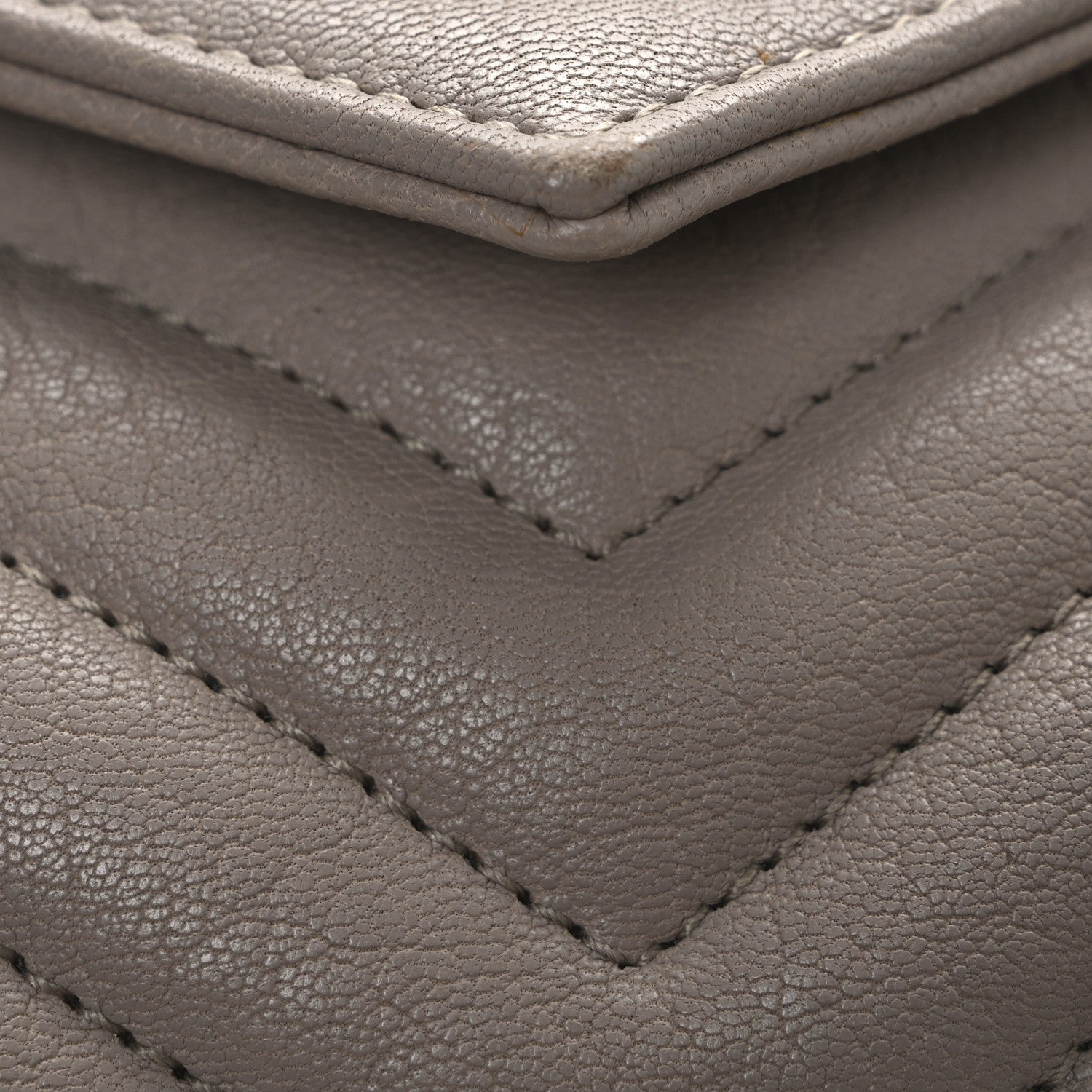 Saint Laurent Sheepskin Matelasse Chevron Monogram Medium College Bag Dark Beige 12 of 13